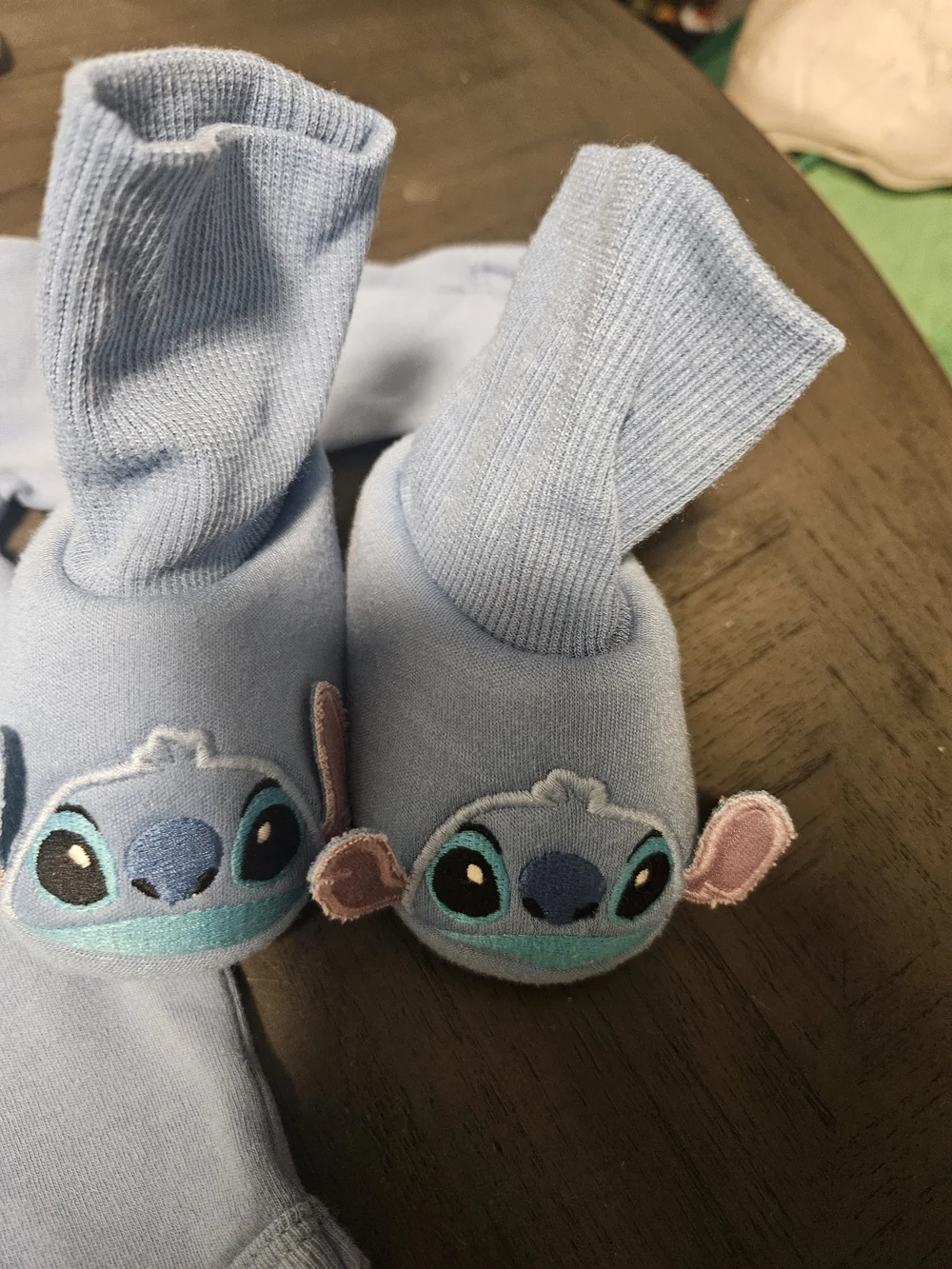 Disney Light Blue Stitch Bodysuit Set with Hat and Booties